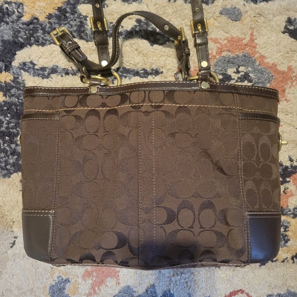 Coach Chocolate Brown Signature Gallery Tote #11237